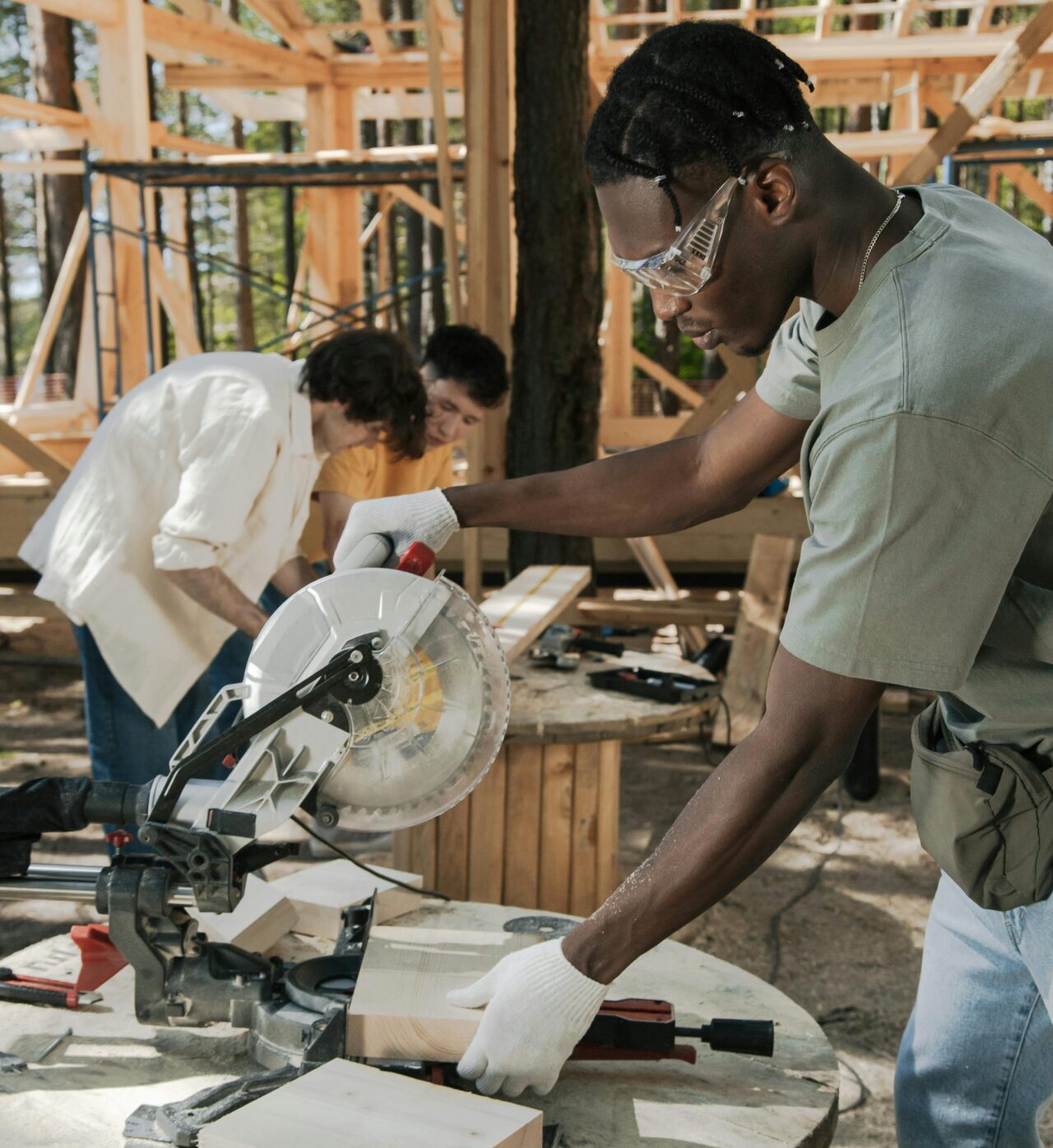 man using power tools